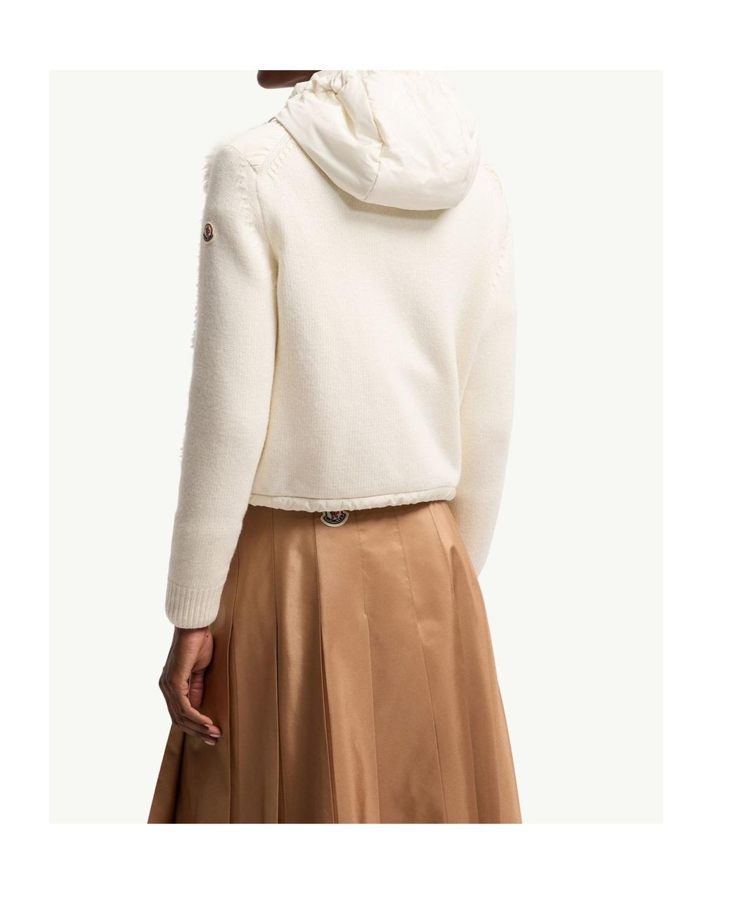 Moncler Natural Wool Cashmere Blend Padded Zip-Up Cardigan