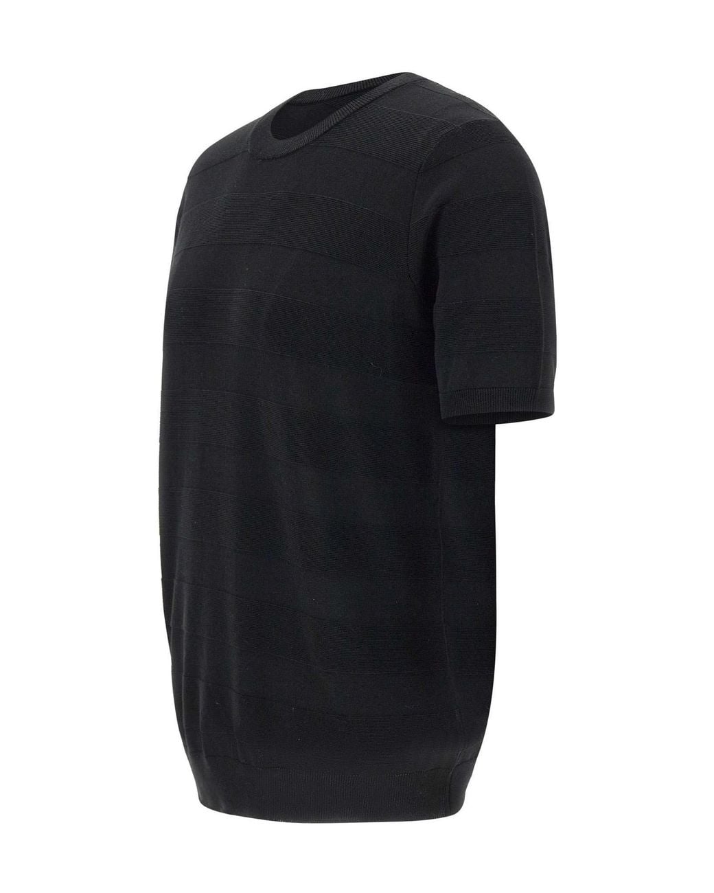 Kangra Cashmere Black Kangra Textured Short-Sleeve Knitted Top for men