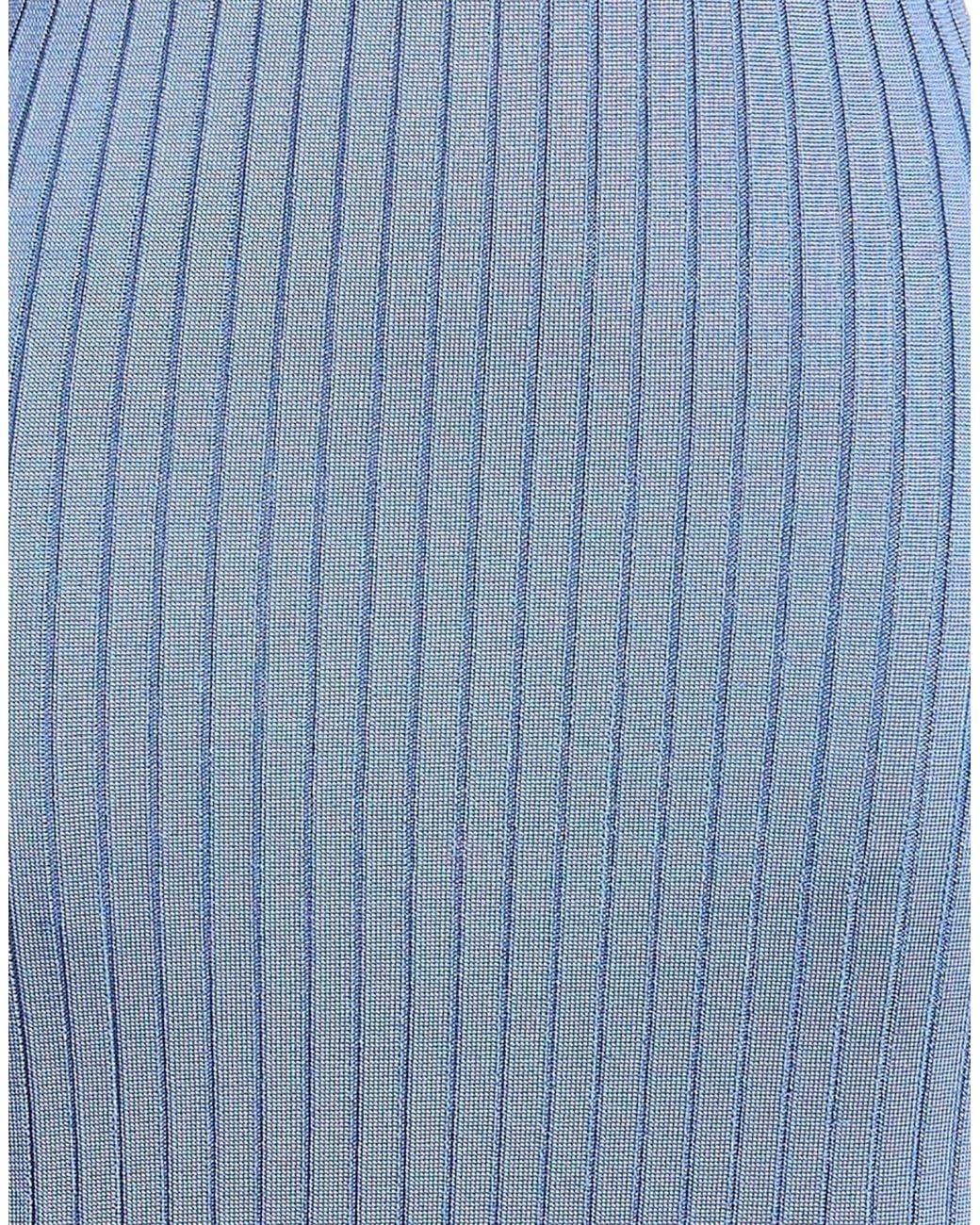 Marni Blue V-Neck Sleeveless Ribbed Knit Midi Dress