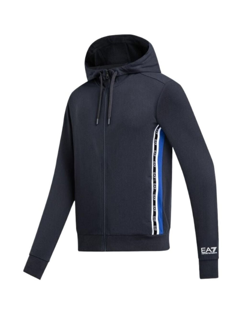 EA7 Blue Logo Hooded Casual Jacket for men