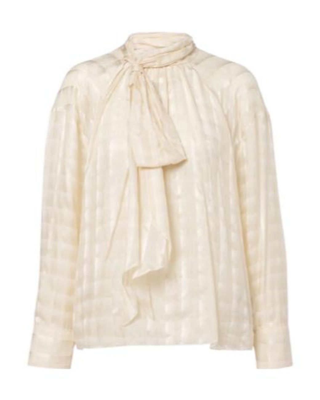 Dorothee Schumacher Natural Airy Check Tie-Neck Cotton And Silk Blouse