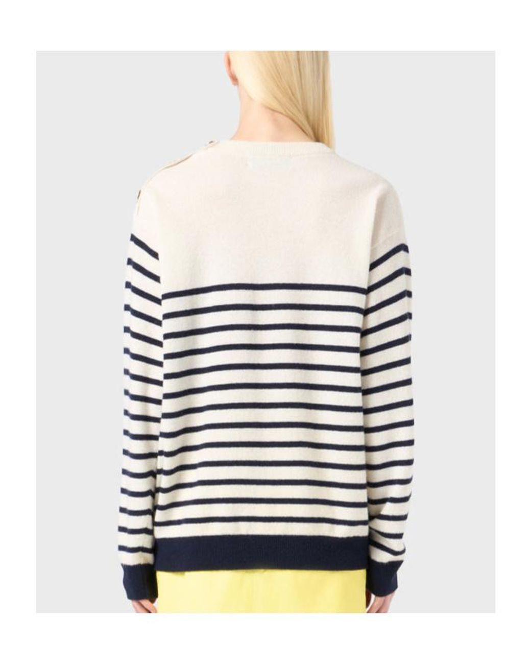 Blumarine White Logo Intarsia-Knit Striped Jumper