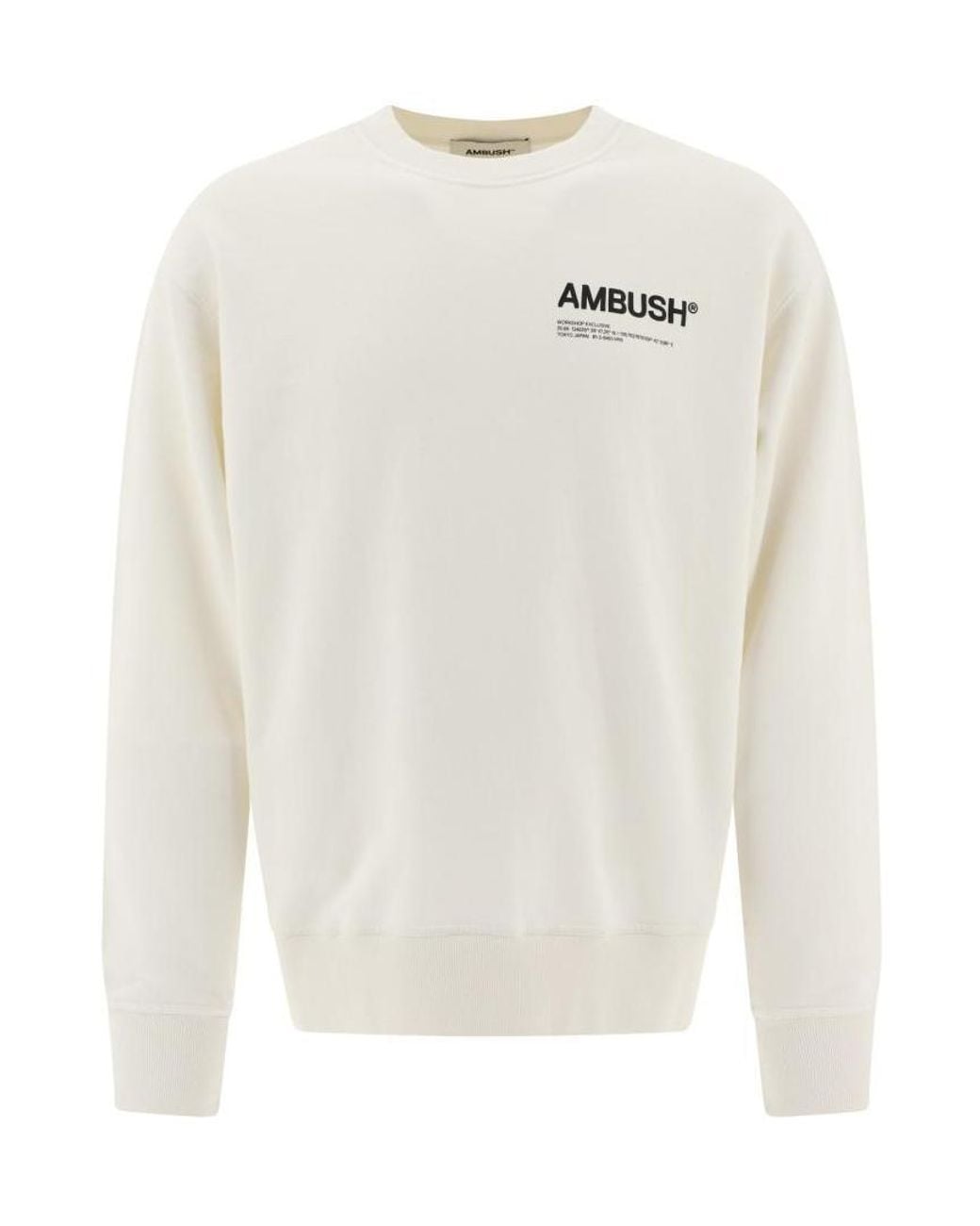 Ambush White Fleece Workshop Logo-Print Sweatshirt for men