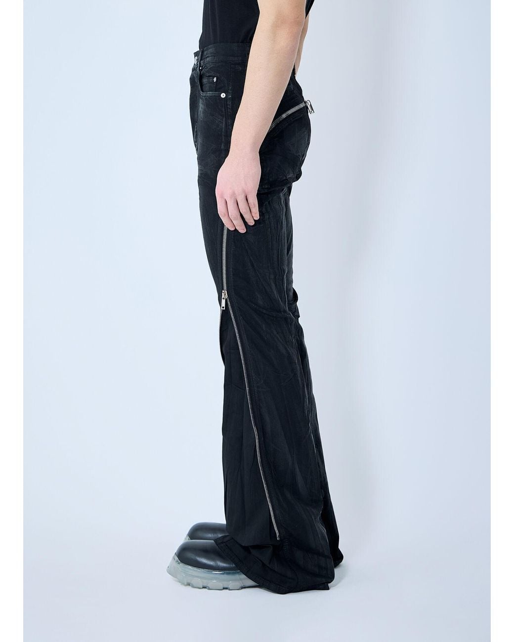 Rick Owens Black Bolan Banana Zipped Trousers for men