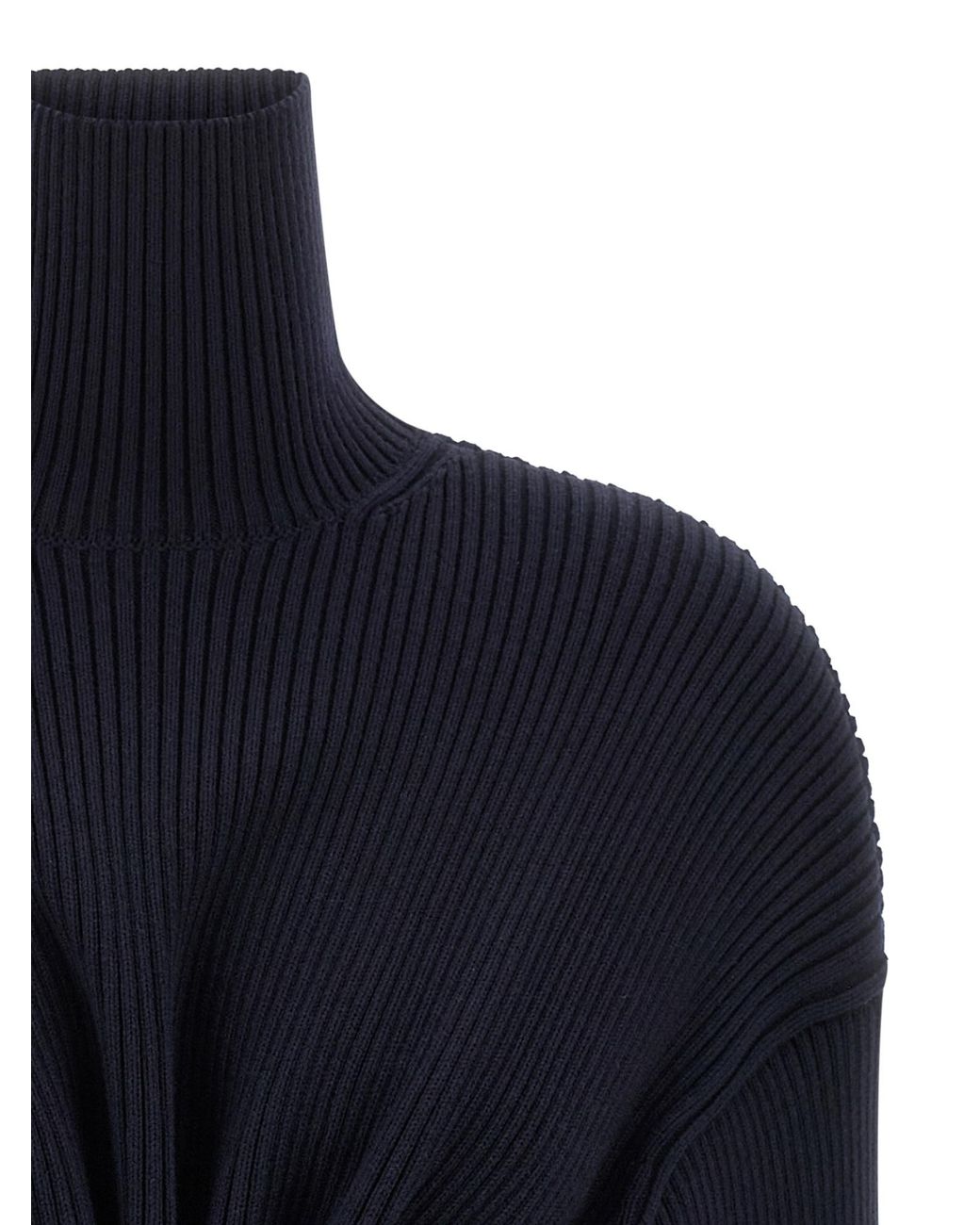 Balenciaga Blue Turtleneck Long-Sleeve Dress