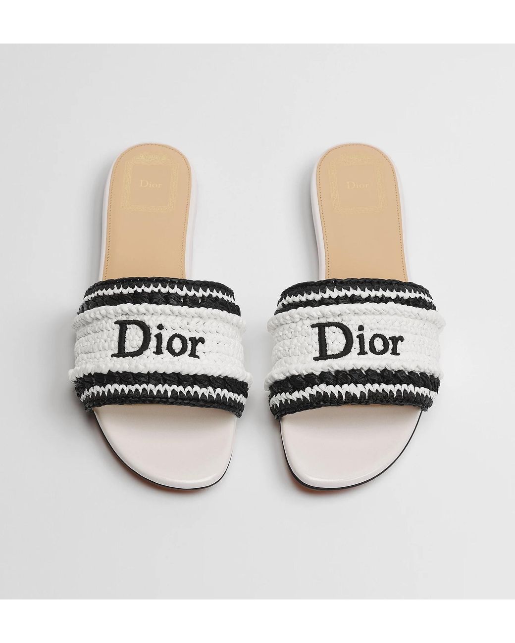 Dior White Iviera Woven Slide