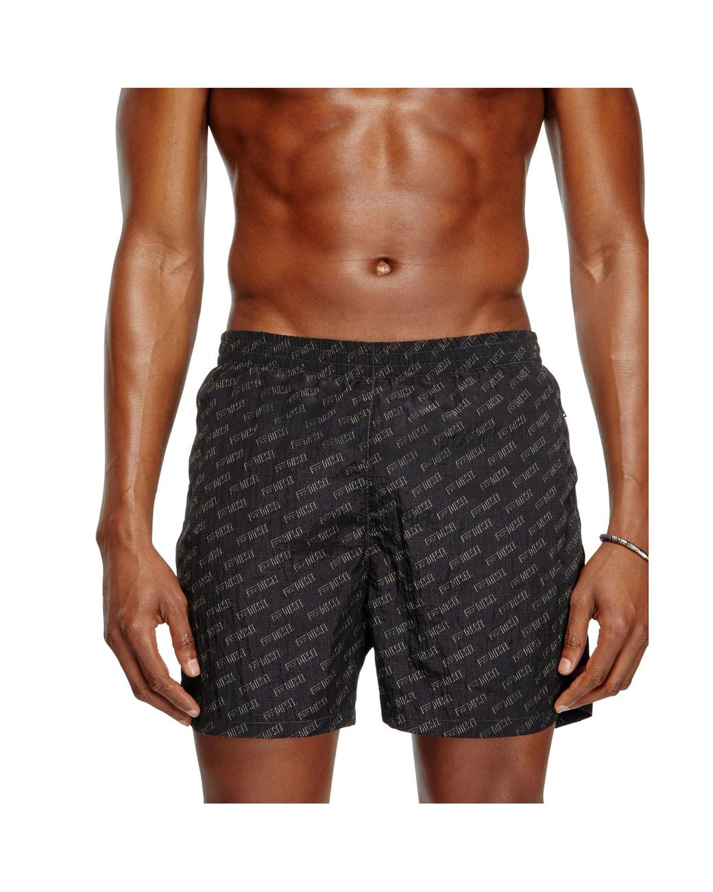 DIESEL Black Daniel-41-Mono-Utlt Monogram Printed Swim Shorts for men