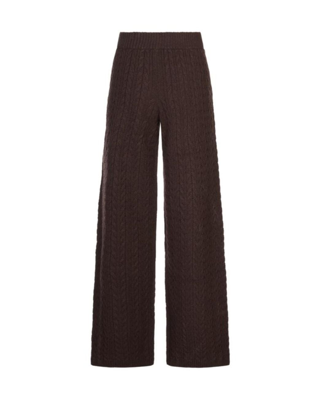 Agnona Brown Cable-Knit Wide-Leg Trousers