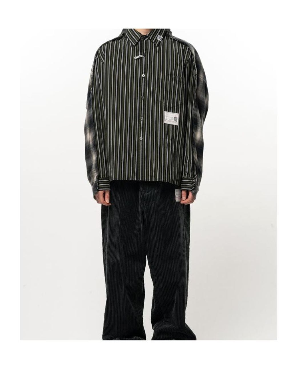 Maison Mihara Yasuhiro Black Long-Sleeve Striped Shirt for men