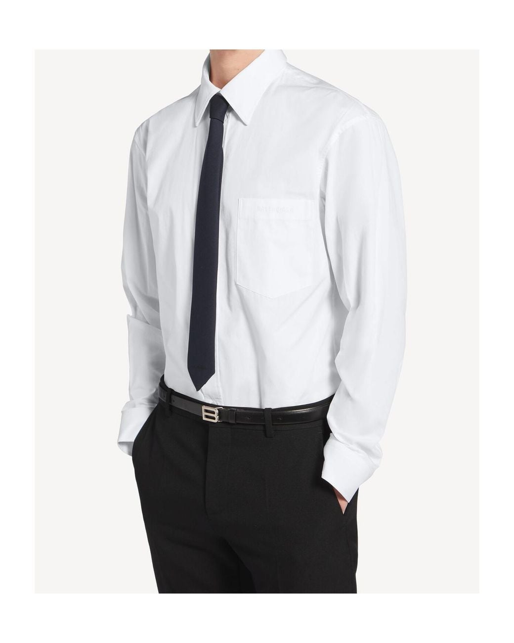 Balenciaga White Long-Sleeved Regular Fit Shirt for men