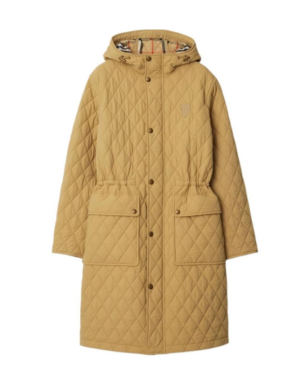 Burberry Natural Drawstring Waist Hooded Quilted Parka