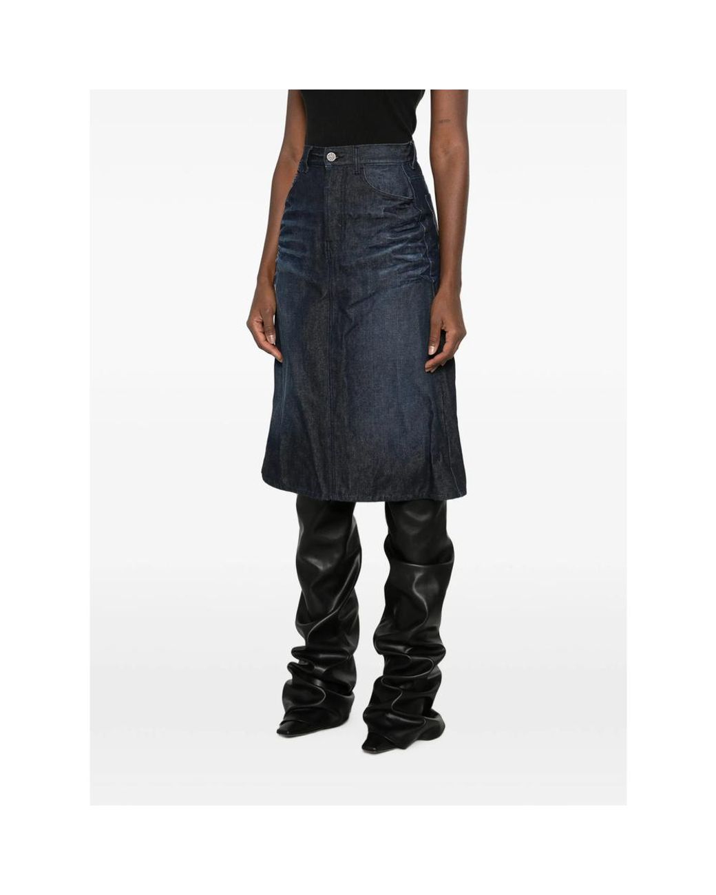 DIESEL Blue Back Slit Midi Skirt