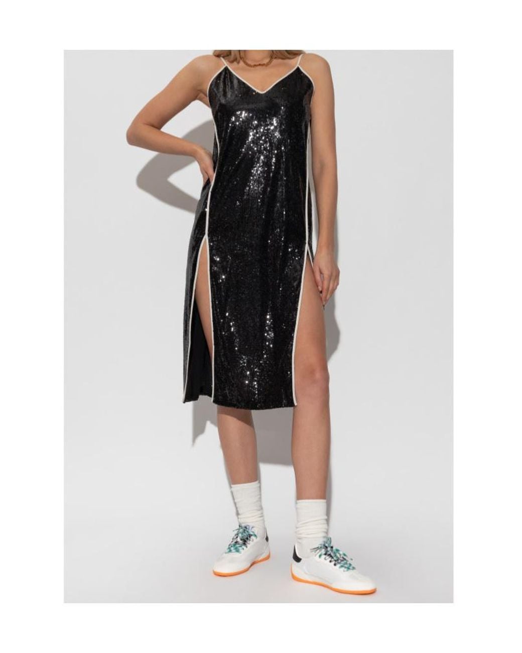 Palm Angels Black Double Slit Sequin Dress