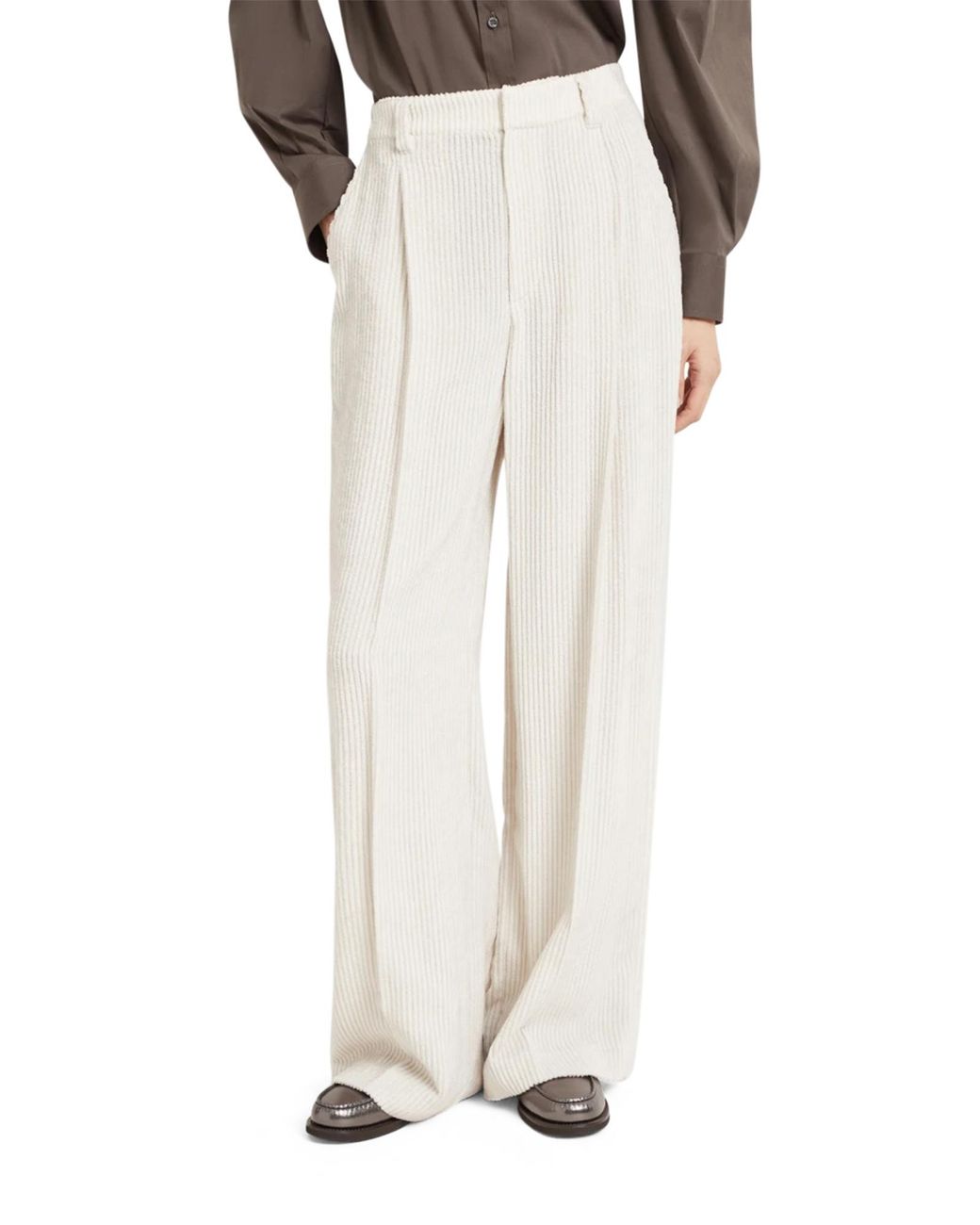 Brunello Cucinelli Natural Monili Detailed Straight Leg Trousers