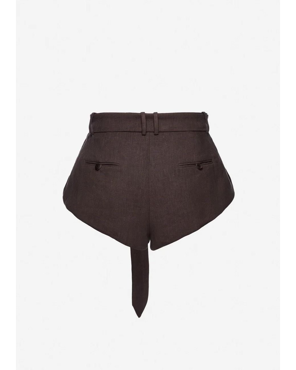 Magda Butrym Brown Belted Pleated Mini Shorts