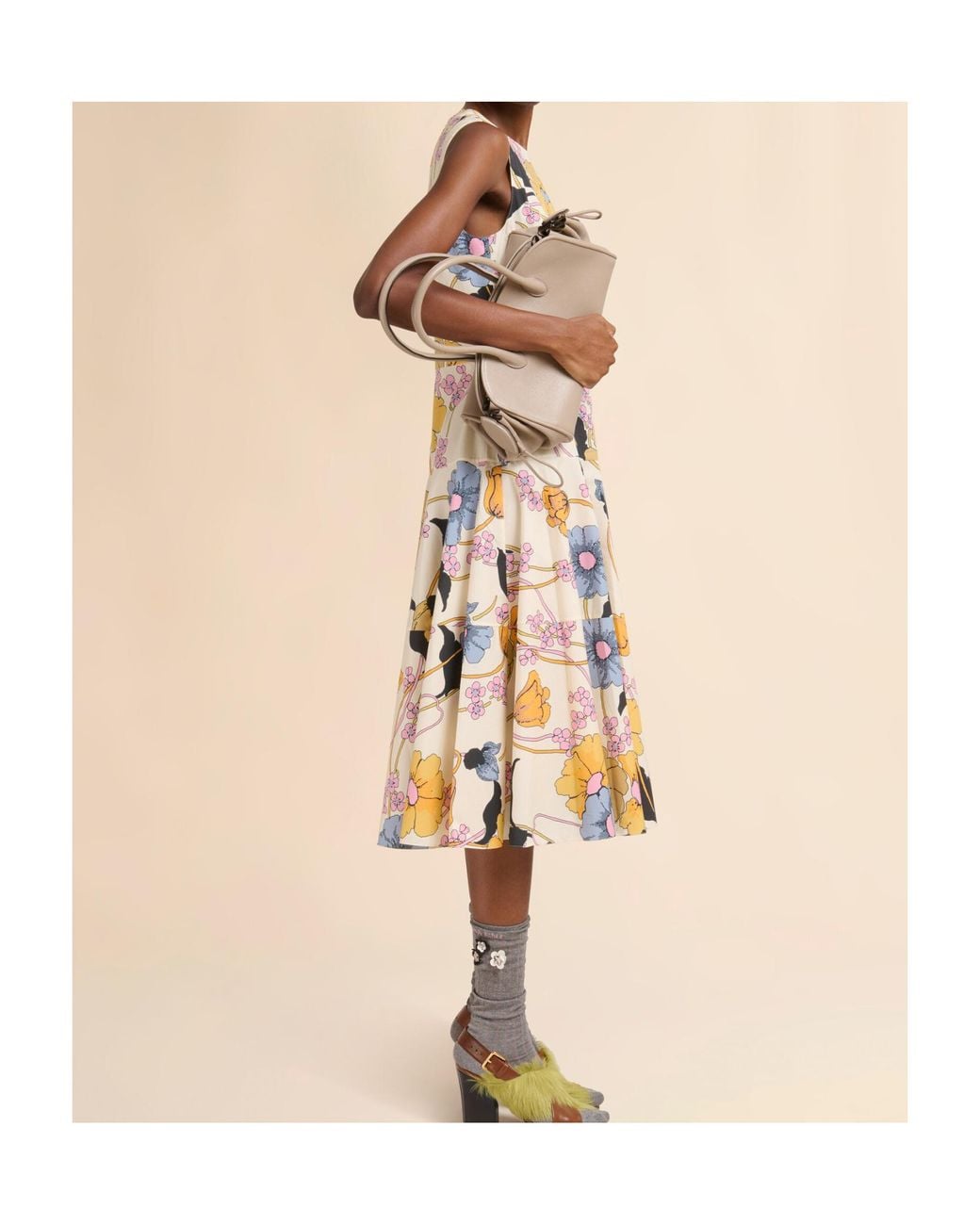 Marni Metallic Melodia Print Poplin Midi Dress