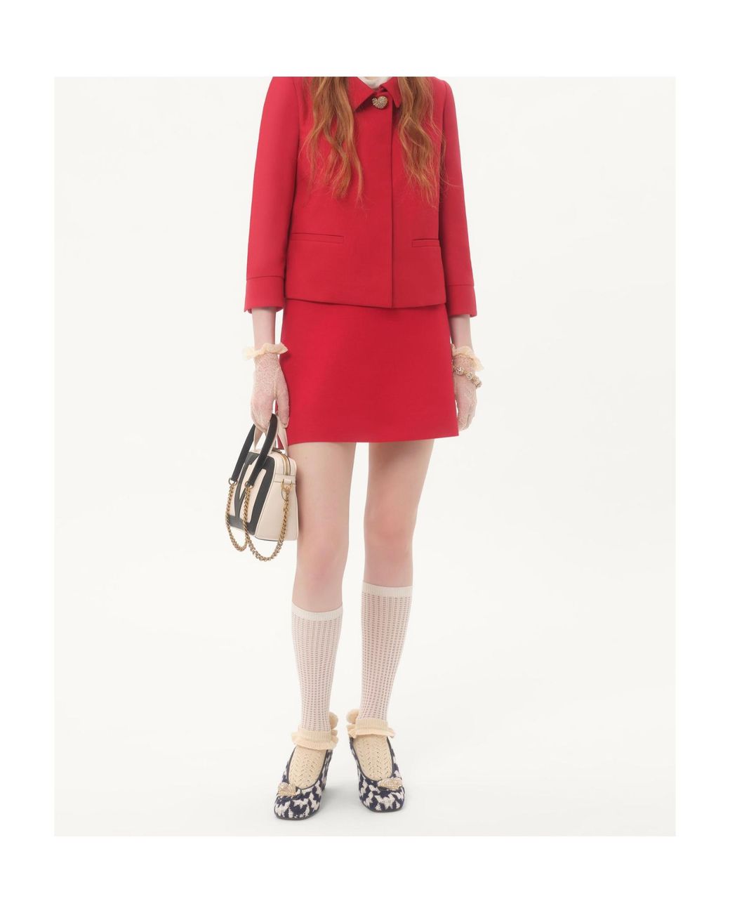Valentino Red Crepe Couture Heart Motif Mini Skirt