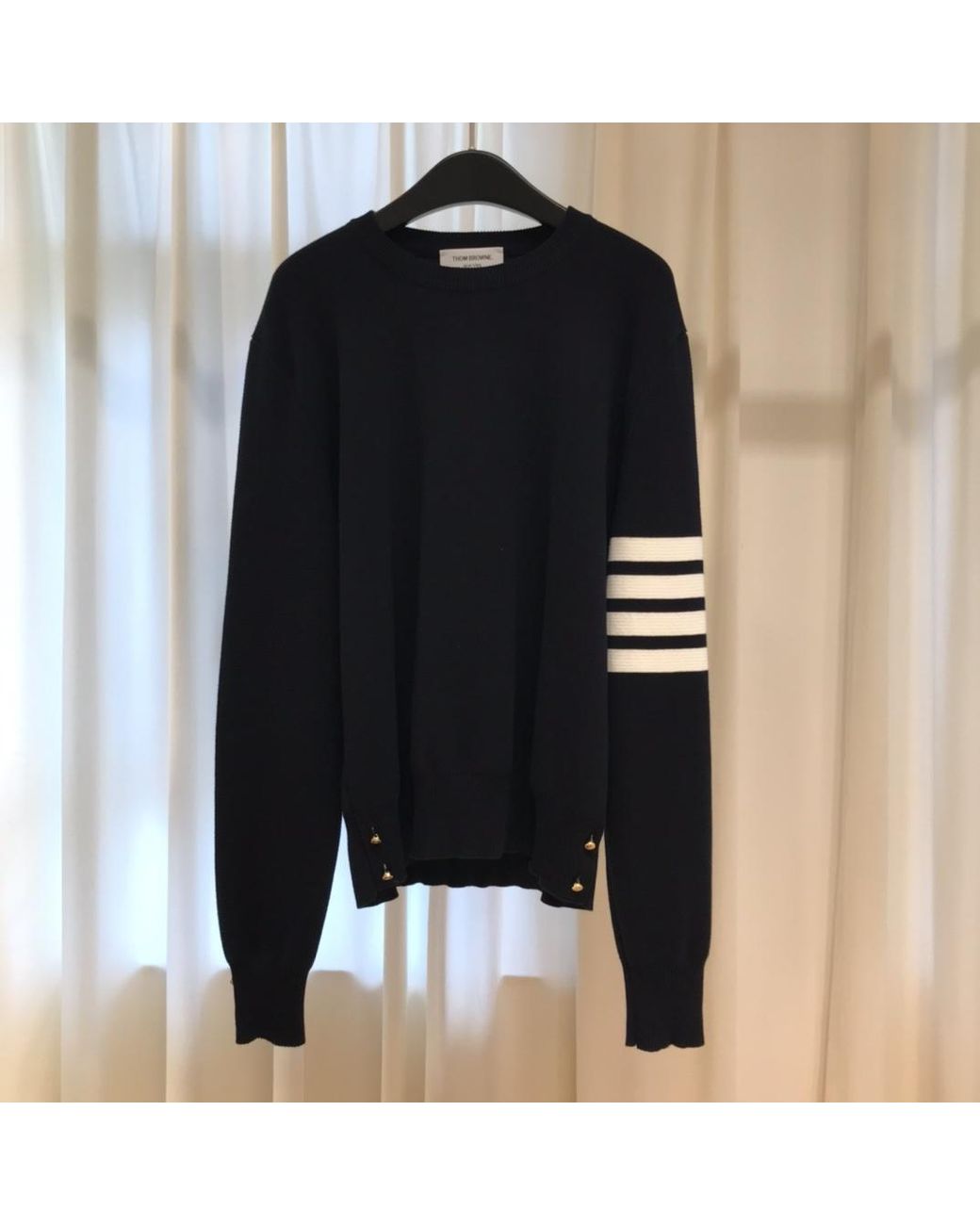 Thom Browne Blue Bar Crewneck Jumper for men