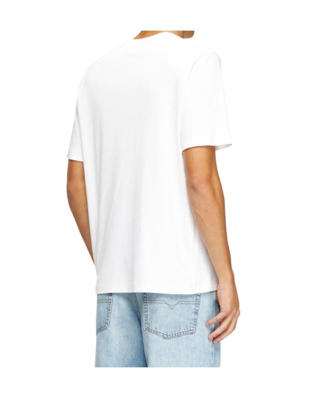 DIESEL White Logo Crew Neck T-Shirt for men