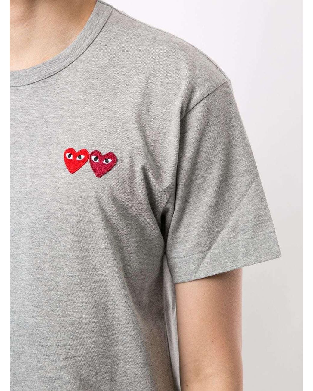 COMME DES GARÇONS PLAY White Double-Layer Heart-Decal T-Shirt for men