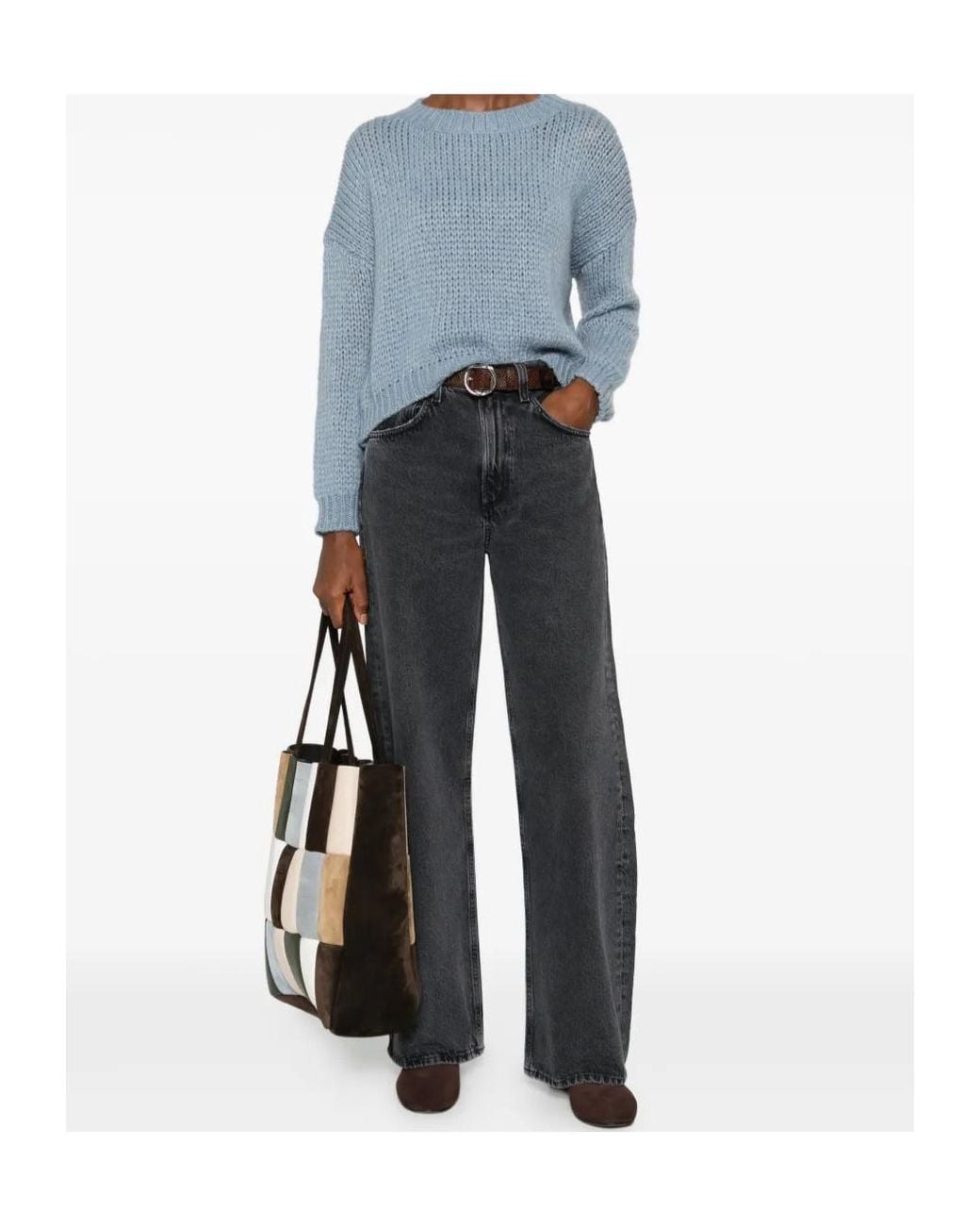 Agolde Gray Five-Pocket Denim Trousers