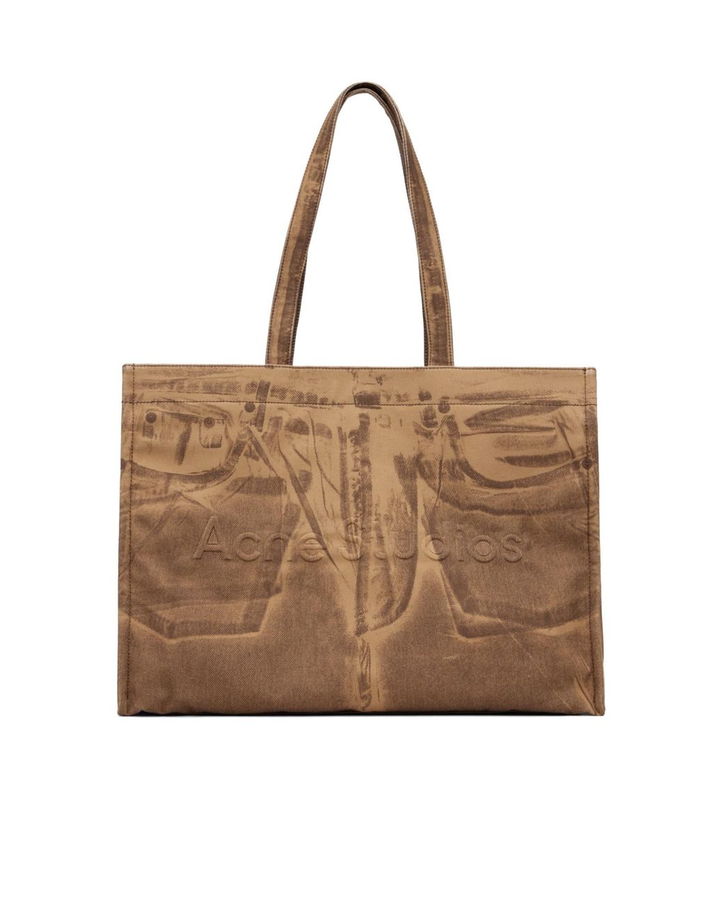 Acne Brown Logo Embossed Tote Bag for men
