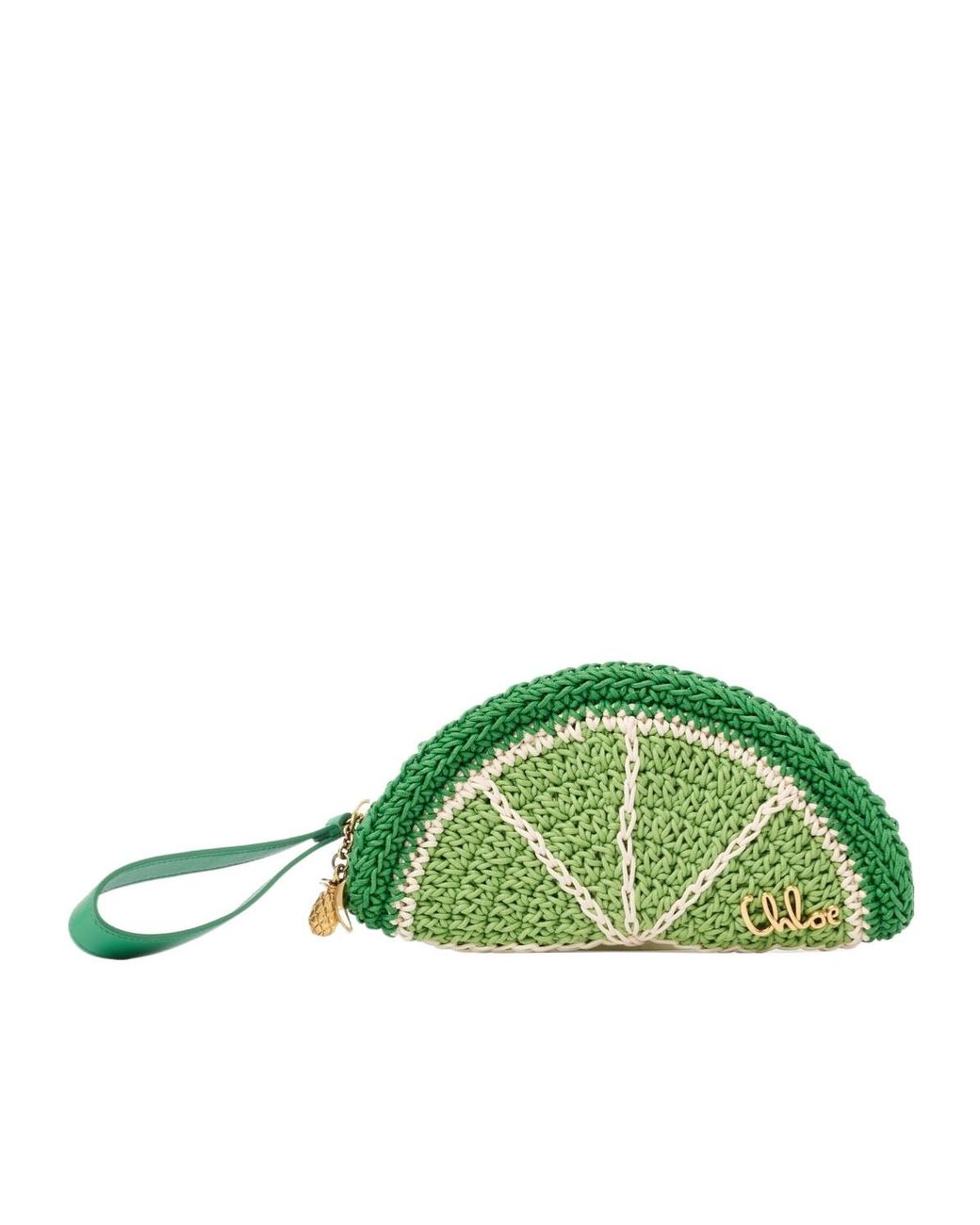 Chloé Green Tropicus Lime Slice Crochet Clutch Bag