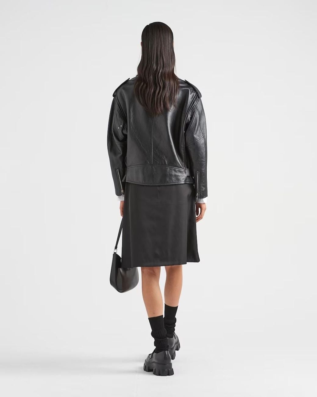 Prada Black Nappa Leather Biker Jacket