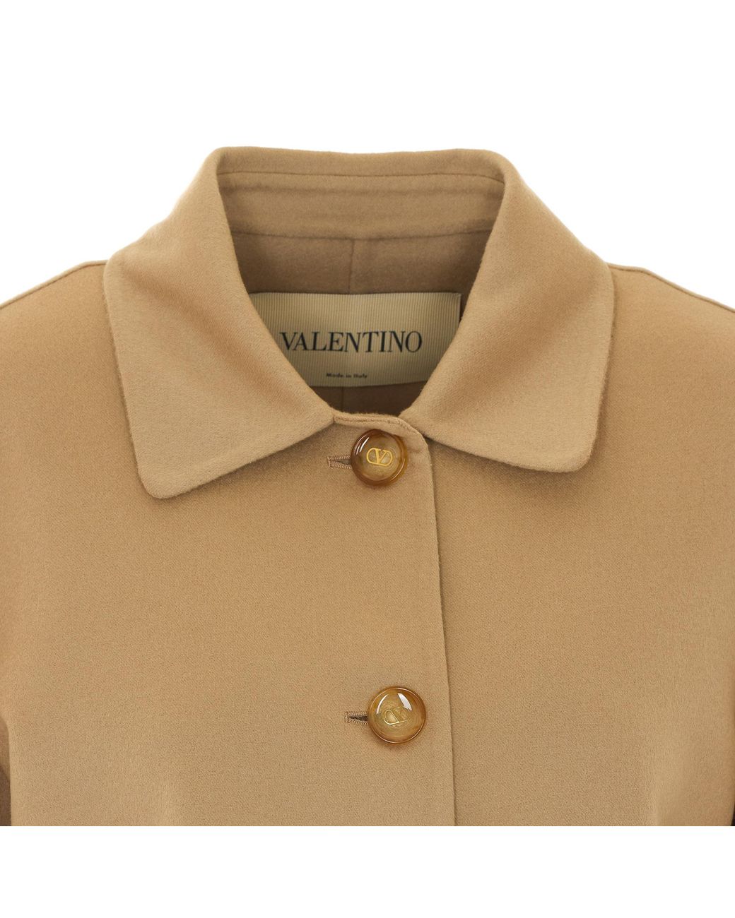 Valentino Natural Single-Breasted Straight Hem Coat