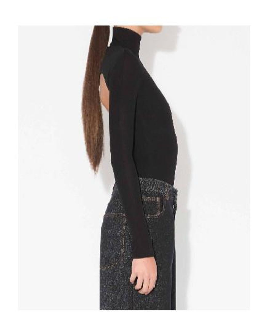 Alaïa Black Heart Jersey Bodysuit With Heart-Shaped Back Neckline