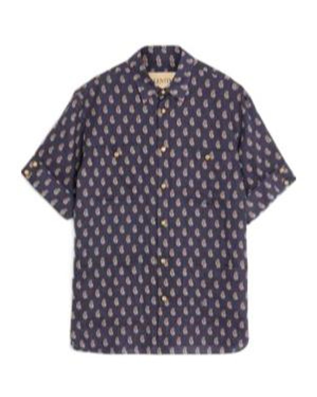 Valentino Blue Lightweight Linen Shirt With Voyage Imaginaire Print for men