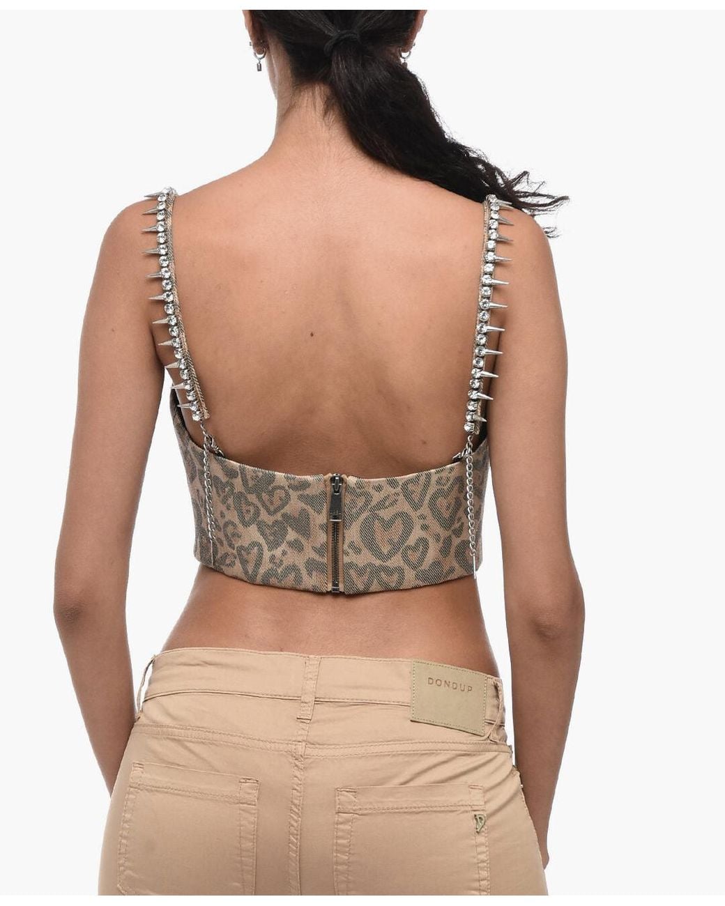Area Brown Heart Leopard-Print Bustier Top