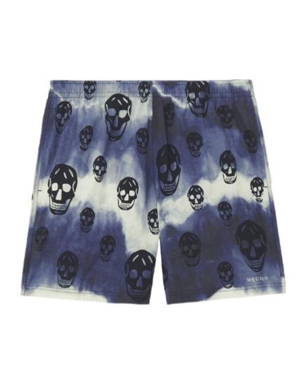 McQueen Blue Tie-Dye Skull Swim Shorts for men