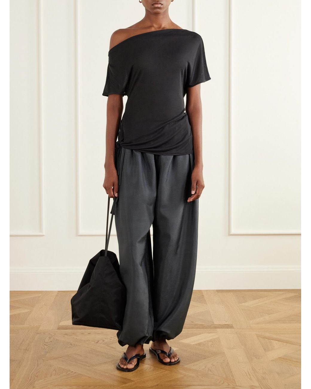 St. Agni Gray Silk Balloon Trousers