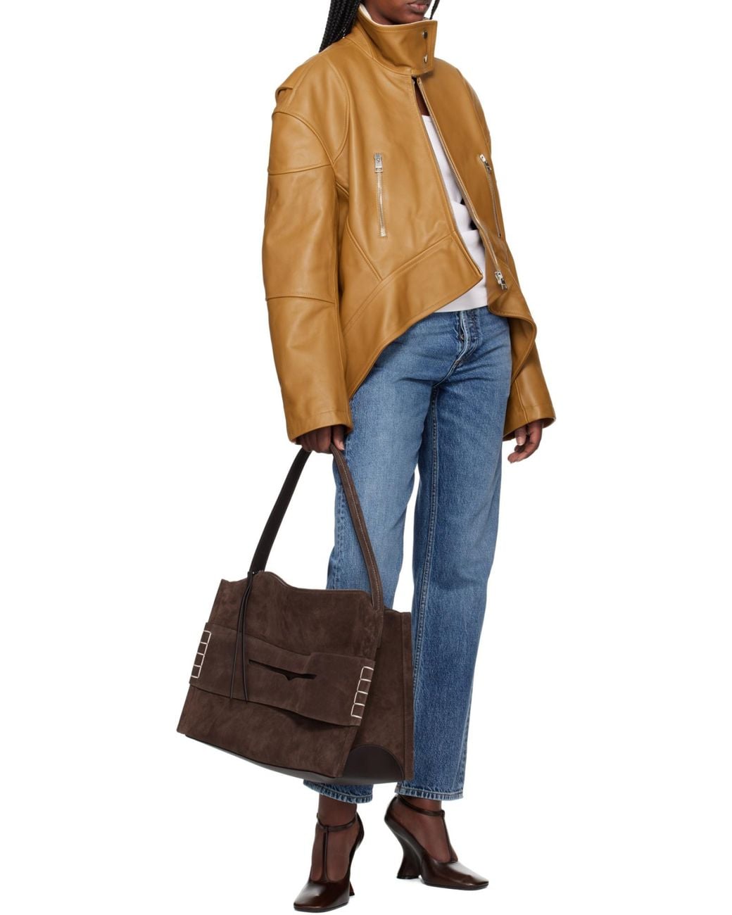 J.W. Anderson Black Curved Leather Jacket