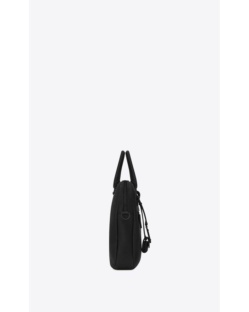 Saint Laurent Black Logo-Stamp Briefcase for men