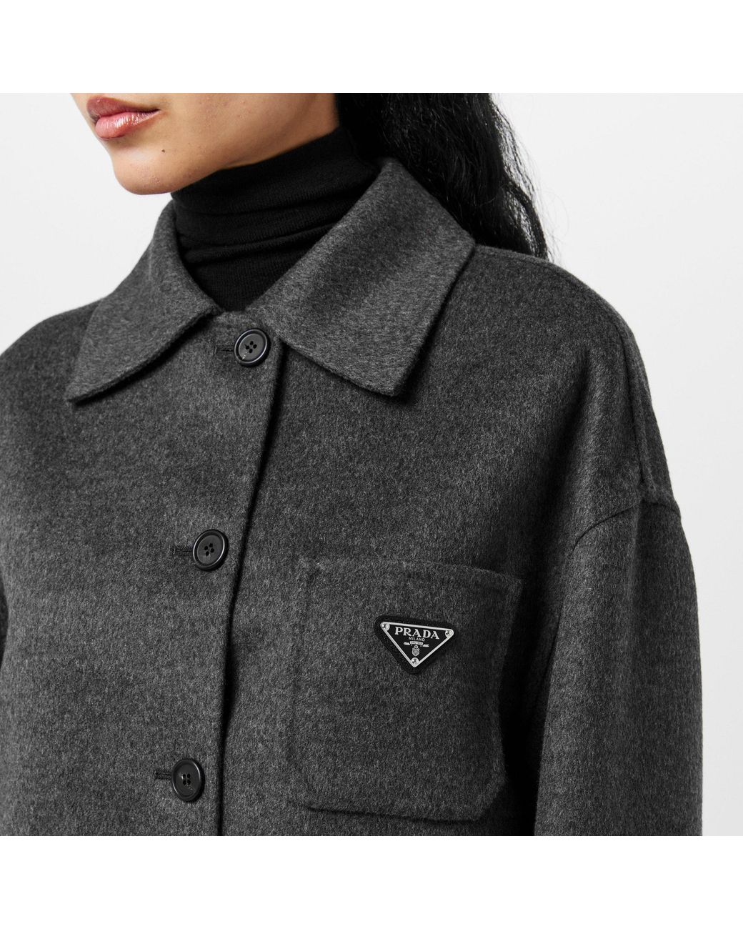 Prada Gray Wool And Cashmere Blended Coat