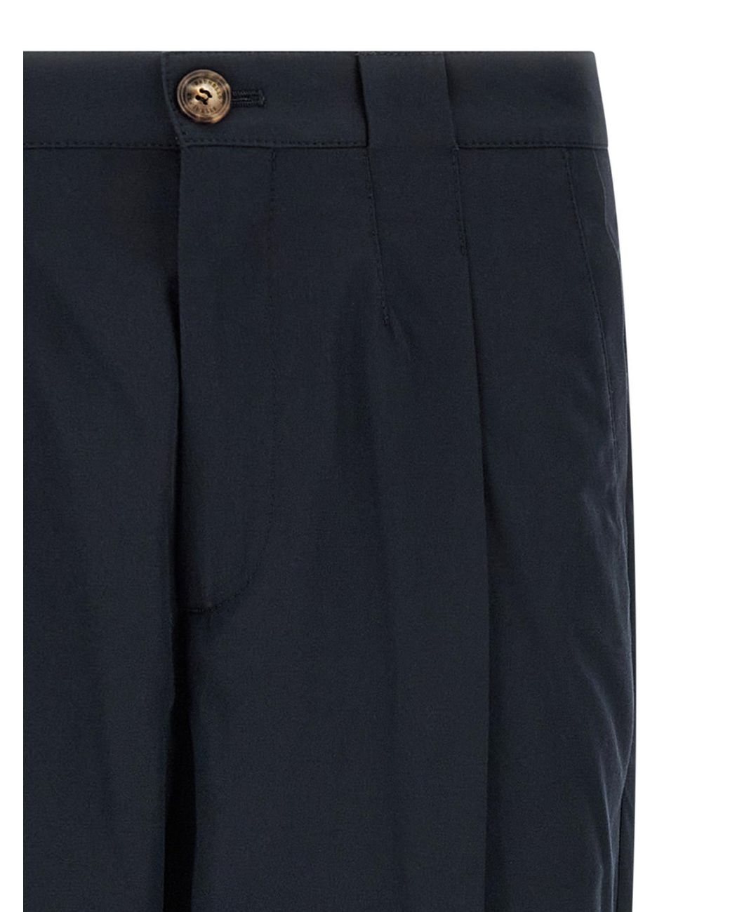 Brunello Cucinelli Blue Pleated Chino Pants for men
