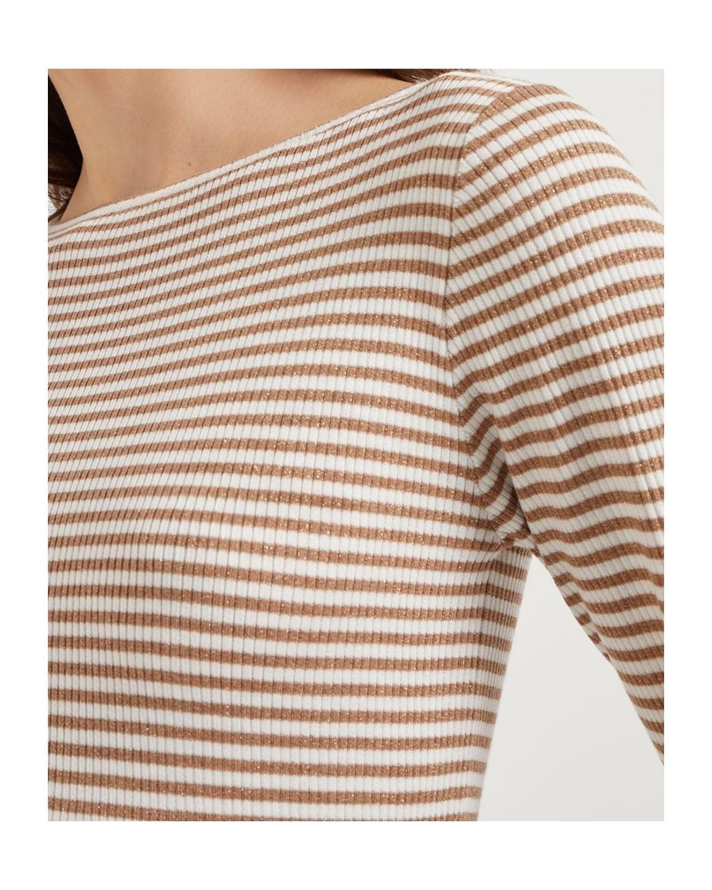 Brunello Cucinelli Natural Sparkling Striped Lightweight Jumper