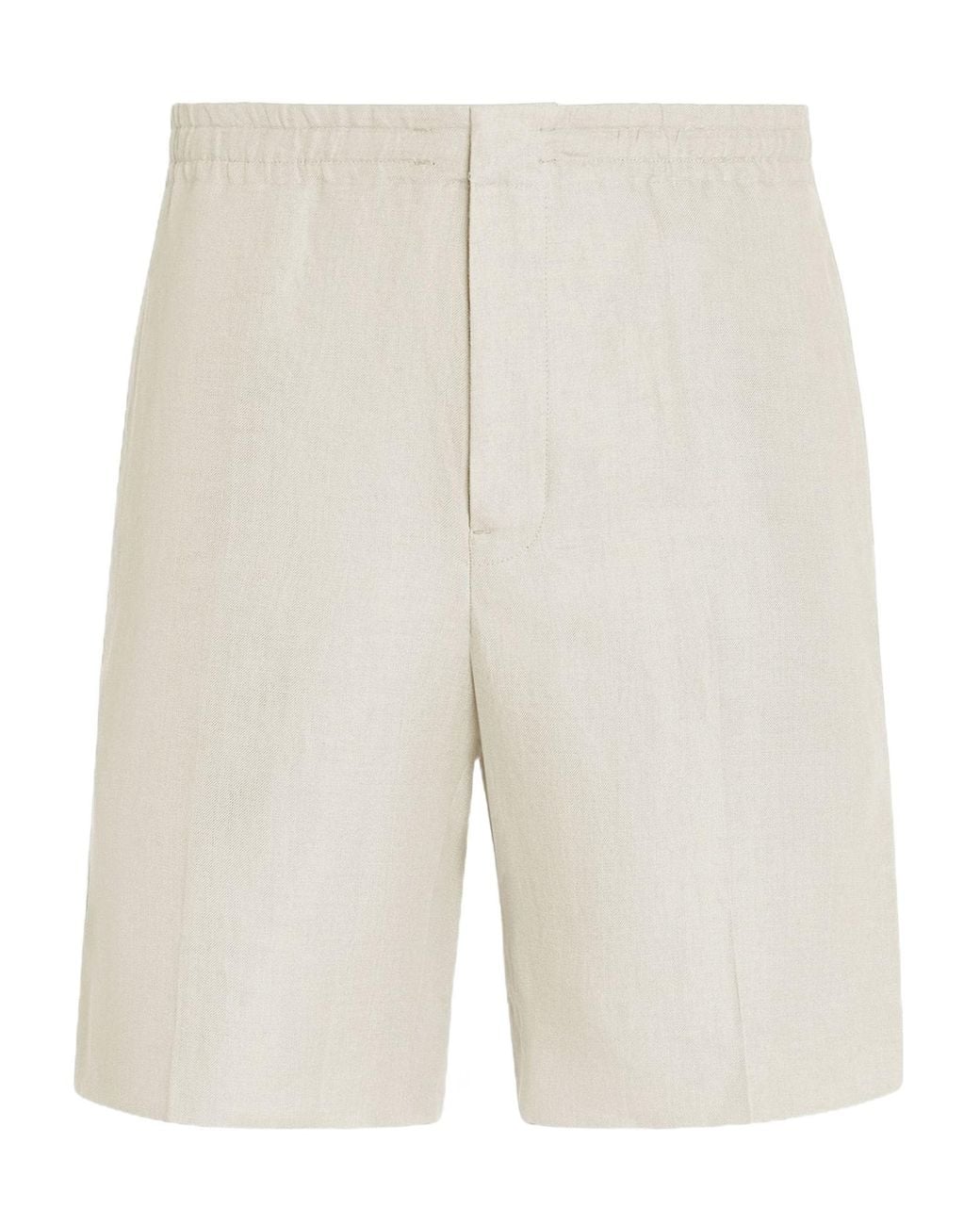 Zegna White Oasi Lino Linen Shorts for men