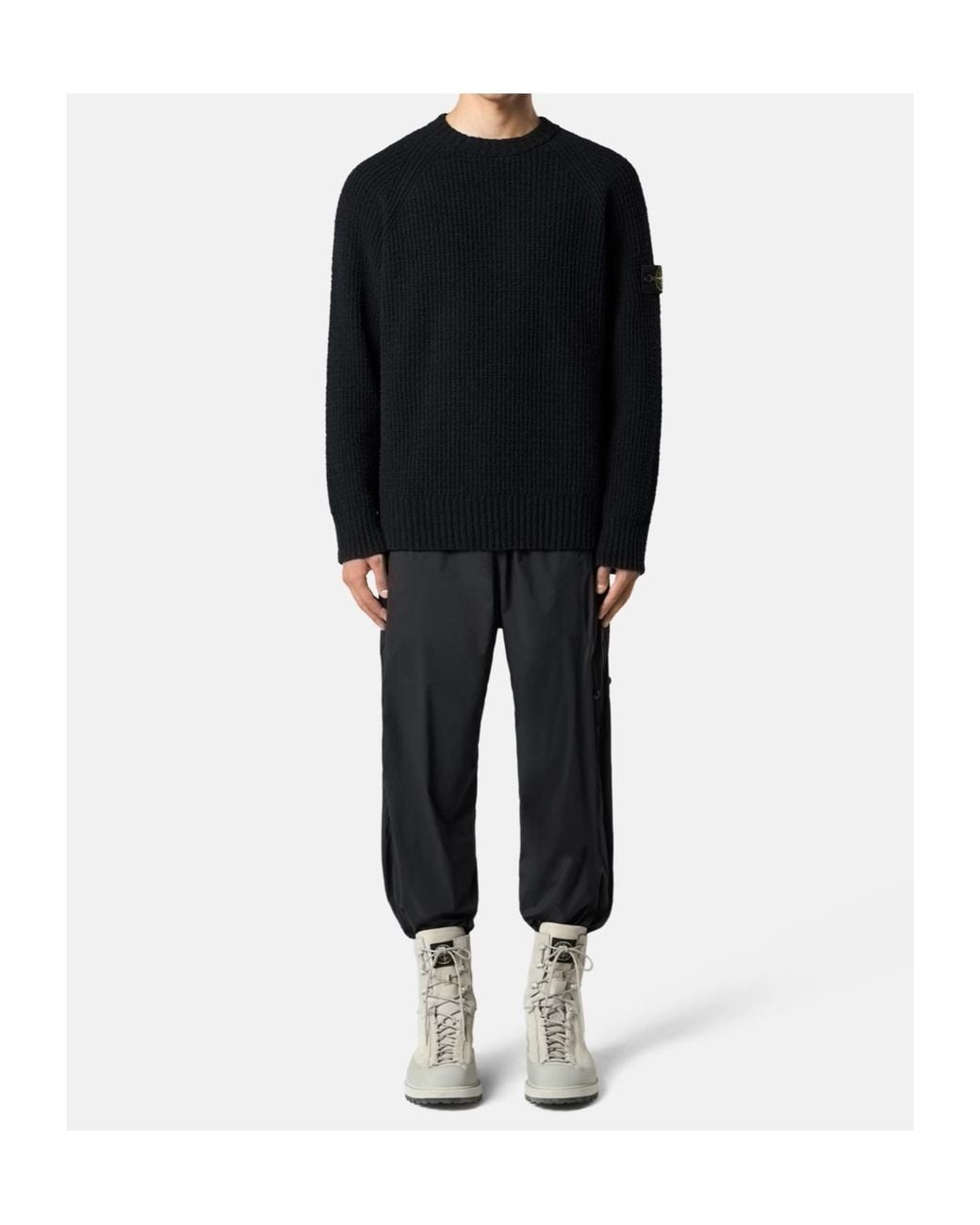 Stone Island Blue Logo Patch Crewneck Jumper for men