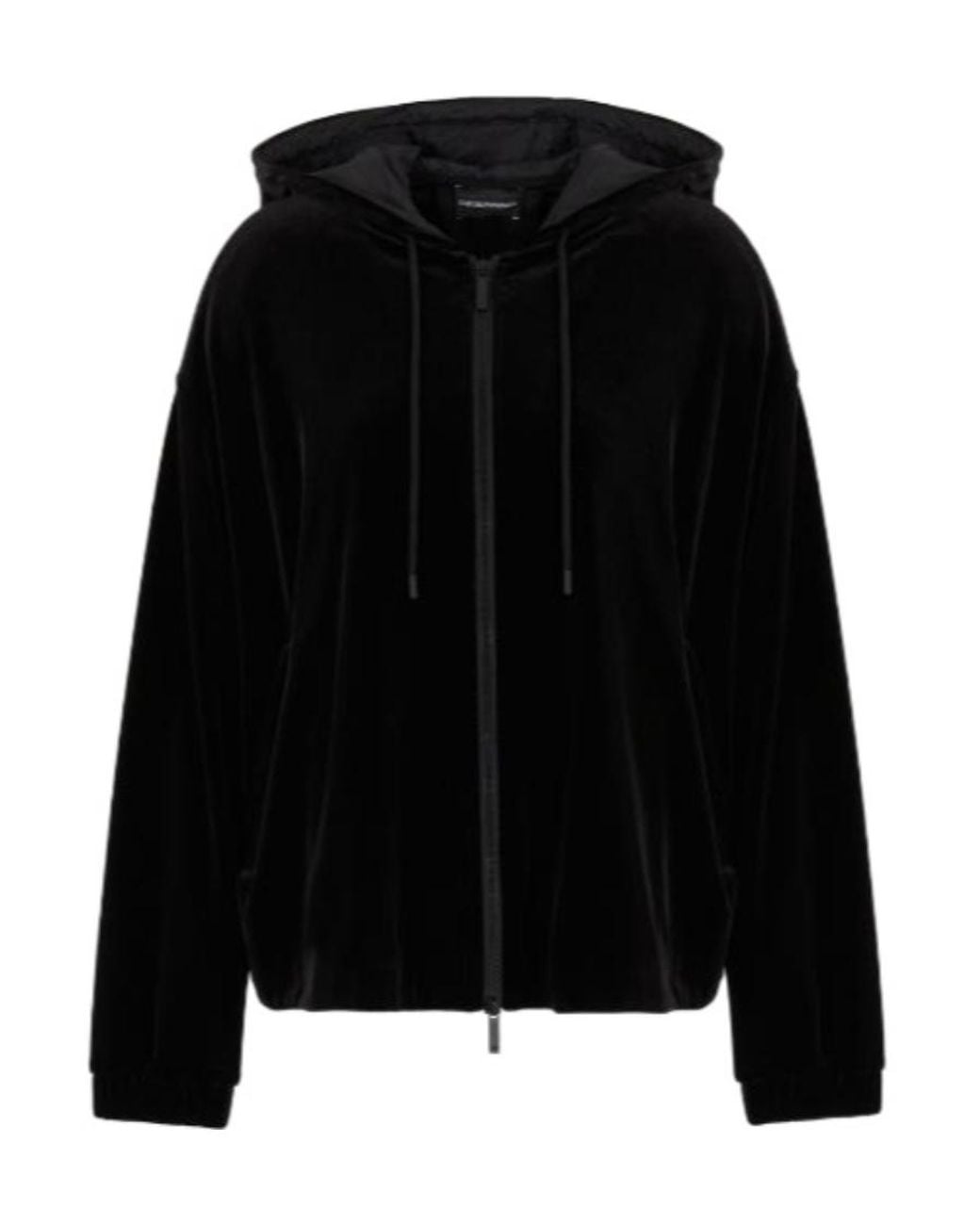 Emporio Armani Black Zip-Up Chenille Hoodie