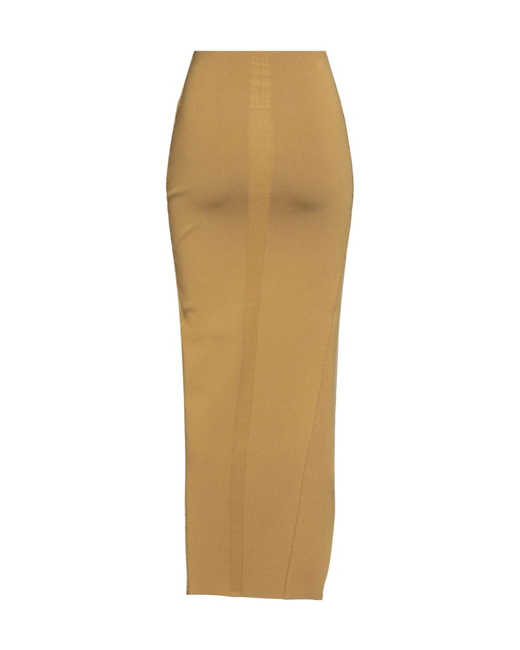 Rick Owens Natural Solid Color Stretch Knit Midi Skirt