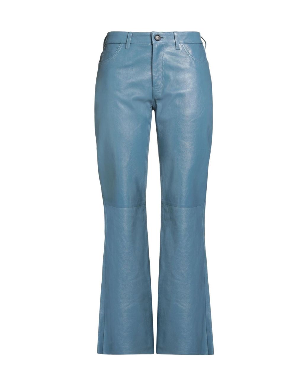 Marni Blue Plain Colour Leather Trouser