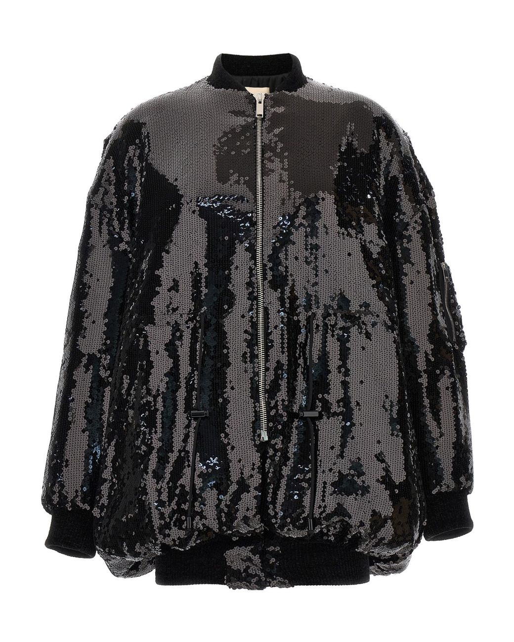 Alexandre Vauthier Black Sequin Bomber Jacket