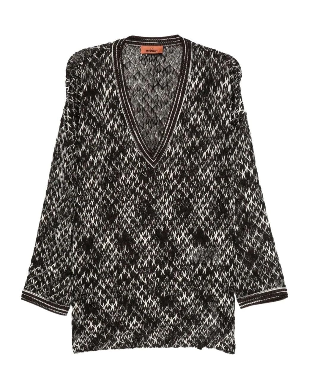Missoni Black Geometric-Pattern Knitted Jumper