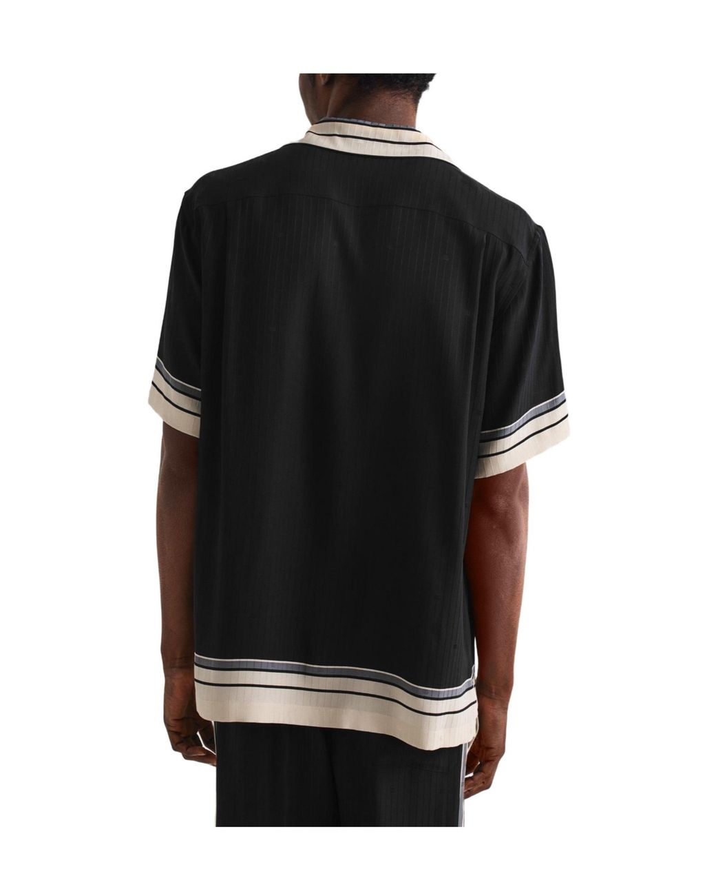 Dolce & Gabbana Black Vertical Striped Short Sleeve Shirt for men