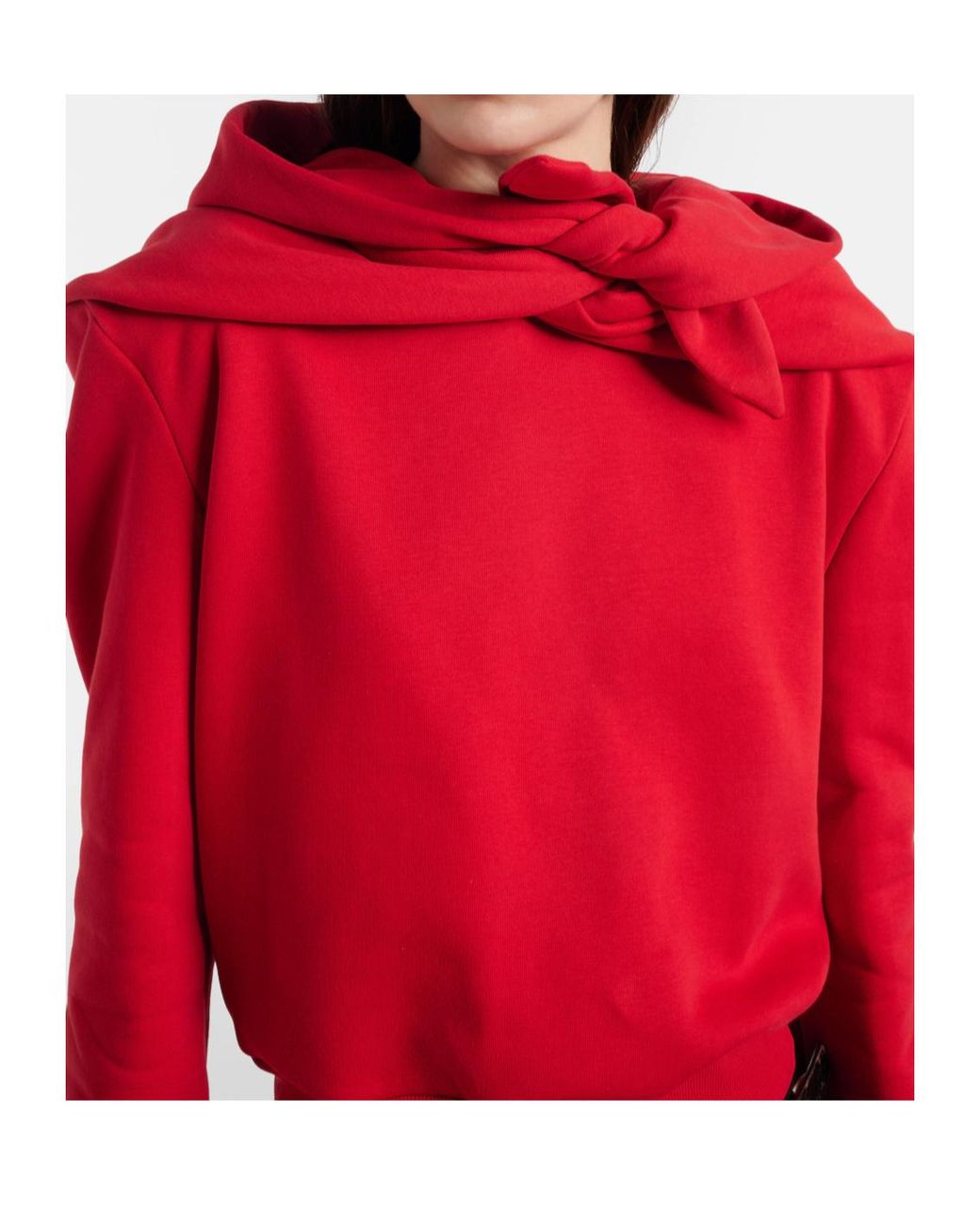 Magda Butrym Red Scarf-Detail Cotton-Blend Hoodie
