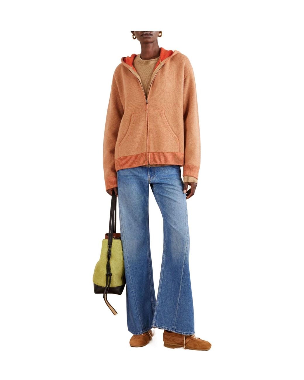 The Elder Statesman Orange Canyon Cashmere Zip-Up Hoodie