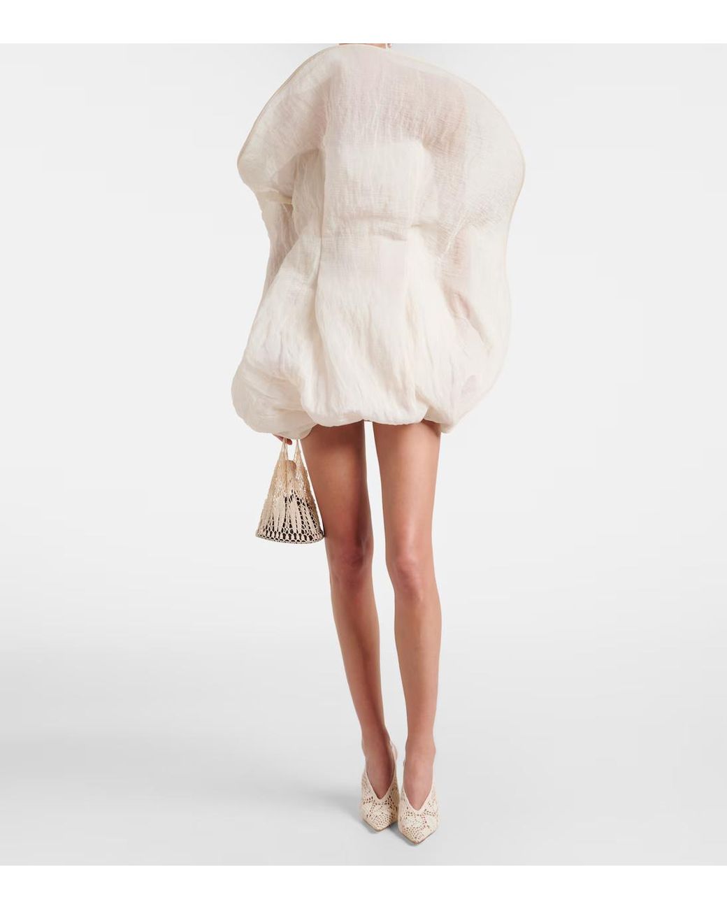Magda Butrym White Cotton And Silk-Blend Organza Minidress
